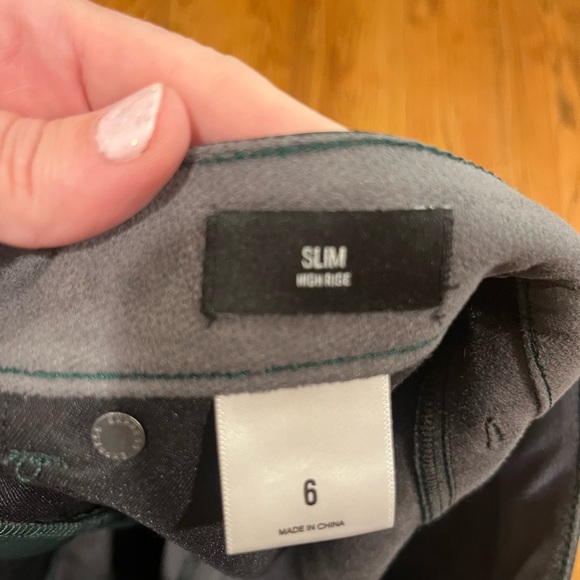 Express Faux Leather Green Pants slim high rise high waisted - Picture 7 of 9